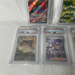 Pokemon 5 Card PSA Graded Lot Charizard Pidgey Roaring Moon Iono Pawmi Full Art - Image 4