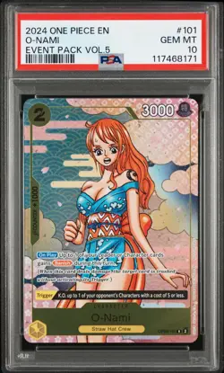 2024 ONE PIECE EVENT PACK VOL. 5 #101 O-NAMI PSA 10 Promo Volume Card OP06-101 - Image 1