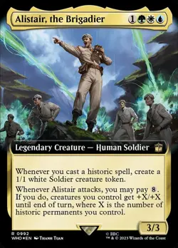 MTG Alistair, the Brigadier - Surge Foil - Extended Art, Doctor Who, Lightly Pla - Image 1