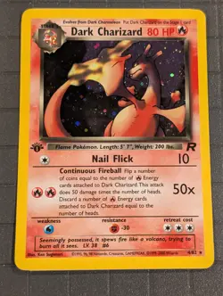 Dark Charizard 4/82 1st Edition Rare Team Rocket Pokemon Holo Foil Rare Nice! - Image 1