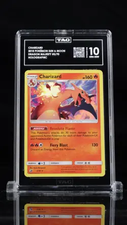 2018 POKEMON SUN & MOON DRAGON MAJESTY #3 CHARIZARD-HOLO TAG 10 - Image 1