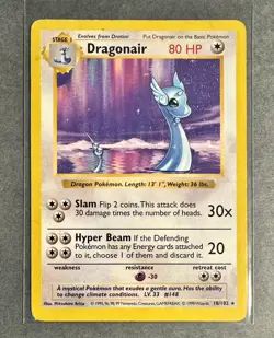 Pokemon Vintage Shadowless Rare Dragonair Base Set WotC 1999 18/102 - HP - Image 1