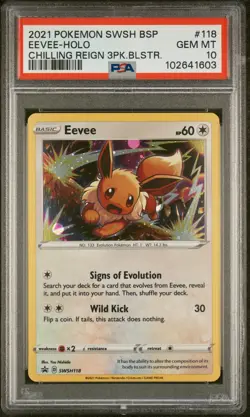2021 POKEMON SWSH BLACK STAR PROMO #118 EEVEE-HOLO PSA 10 - Image 1