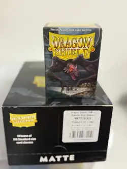 Matte Black Case Display Dragon Shield Standard Size Sleeves - 10 Packs - Image 1