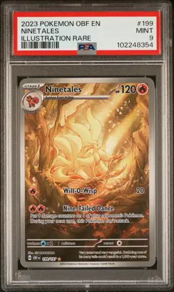 2023 POKEMON OBF EN-OBSIDIAN FLAMES ILLUSTRATION RARE #199 NINETALES PSA 9 - Image 1