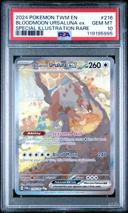 2024 POKEMON TWM EN-TWILIGHT MASQUERADE #216 BLOODMOON URSALUNA EX PSA 10 - Image 1