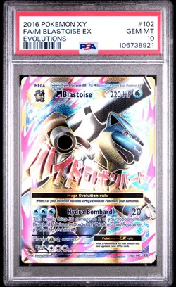 2016 POKEMON XY EVOLUTIONS #102 FULL ART/M BLASTOISE EX PSA 10 - Image 1