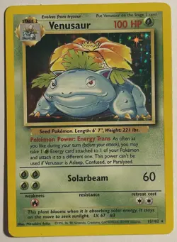 Venusaur HOLO Base Set Unlimited (1999) Original Vintage Pokemon Cards - Image 1
