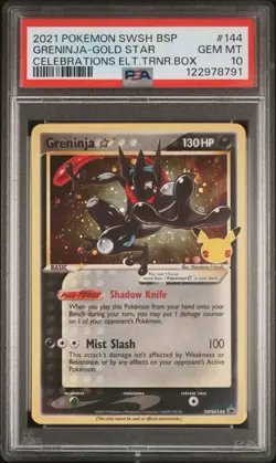 Greninja Gold Star SWSH144 Celebrations ETB Promo Pokemon Card PSA 10 - Image 1