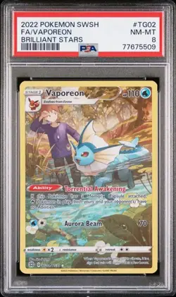 PSA 8 - 2022 POKEMON SWORD & SHIELD BRILLIANT STARS #TG02 FA/VAPOREON BR - Image 1