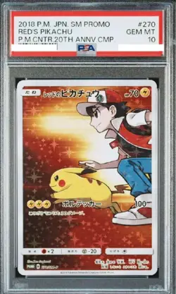 2018 Japanese Pokemon Center 20th Anniversary Red's Pikachu #270 PSA 10 from JPN - Image 1