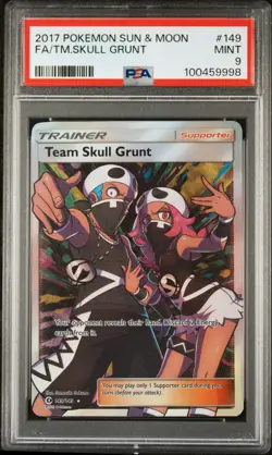 2017 POKEMON SUN & MOON #149 FULL ART/TEAM SKULL GRUNT PSA 9 - Image 1