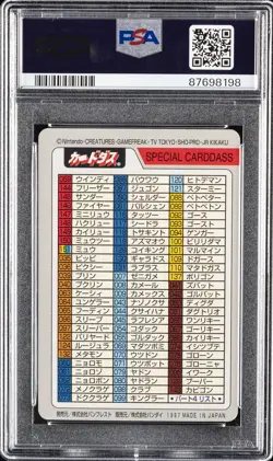 1997 POCKET MONSTERS CARDDASS CHECKLIST PSA 8 - Image 2