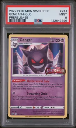 2022 POKEMON SWSH BLACK STAR PROMO PRERELEASE #241 GENGAR-HOLO PSA 9 - Image 1