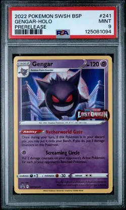 2022 POKEMON SWSH BLACK STAR PROMO PRERELEASE #241 GENGAR-HOLO PSA 9 - Image 1