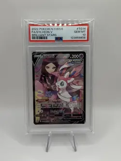 2022 POKEMON SWORD & SHIELD BRILLIANT STARS #TG14 FULL ART/SYLVEON V PSA 10 - Image 1