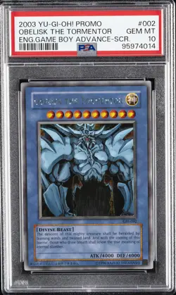 2003 YU-GI-OH! PROMO #002 OBELISK THE TORMENTOR PSA 10 - Image 1