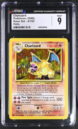 CGC 9 MINT Charizard 1999 Base Set 4/102 Holo Pokemon Card - Image 1