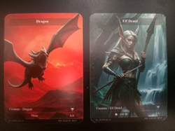 Elf Druid (Add G) / Dragon (Flying 6/6) Token EDH Tokens MTG Magic The Gathering - Image 1