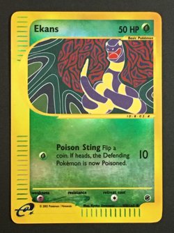 Pokemon TCG Ekans 108/165 Expedition Reverse Holo HP/Damaged - Image 1