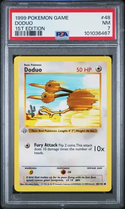 1999 POKEMON BASE SET 1ST EDITION #48 DODUO PSA 7 - Image 1