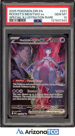 Pokemon 2025 Team Rocket's Mewtwo ex 231/182 SIR Destined Rivals GEM MINT PSA 10 - Image 1