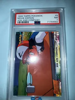 1999 TOPPS POKEMON THE FIRST MOVIE #9 ASH AND COMPANY FOIL PSA 7 - Image 1