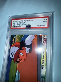 1999 TOPPS POKEMON THE FIRST MOVIE #9 ASH AND COMPANY FOIL PSA 7 - Image 3