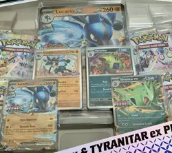 2 x Pokemon Prismatic Evolutions Lucario EX and Tyranitar EX Premium Collection - Image 4