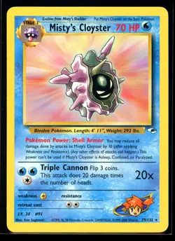 2000 Gym - Heroes Misty’s Cloyster #29 Non Holo Rare Pokemon Card - Image 1