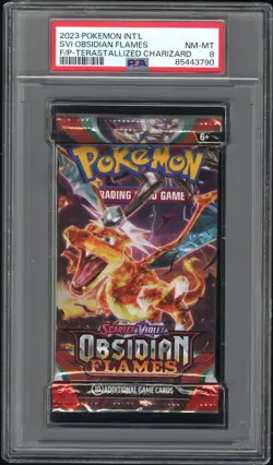 PSA 8 - Terastallized Charizard - Pokemon SVI Obsidian Flames Booster Pack - Image 1