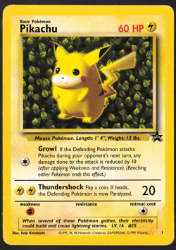 Ivy Pikachu 1 Black Star Promo 1999 Pokemon TCG Card LP - Image 1