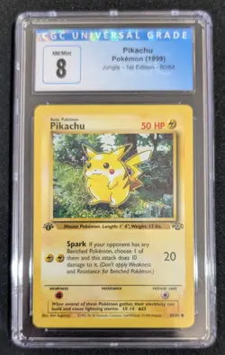 CGC 8 Pikachu 1st Edition Jungle 60/64 Pokemon TCG Card Graded - Image 1