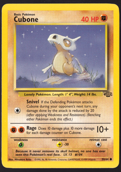 Cubone Jungle 50/64 Pokemon Card TCG 1999 NM - Image 1