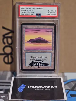 MTG - Alpha Island A Purple - PSA 6 - Auto 10 Graded 1993 Alpha - Image 1