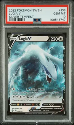 2022 POKEMON SWORD & SHIELD SILVER TEMPEST #138 LUGIA V PSA 10 - Image 1