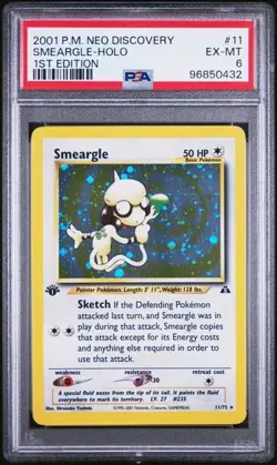 2001 POKEMON NEO DISCOVERY 11 SMEARGLE HOLO 1ST EDITION PSA 6 Ex NM - Image 1