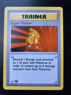 Pokemon Base Set 1st Ed Shadowless Trainer Super Potion 90/102 EX/LP Condition - Image 1