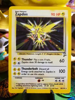 Pokemon TCG Vintage 1999 Base Set 2 Zapdos 20/130 Holo NM/M Free Shipping - Image 1