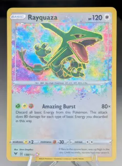 Pokemon Rayquaza 138/185 Sword & Shield: Vivid Voltage Amazing Rare Near Mint - Image 1