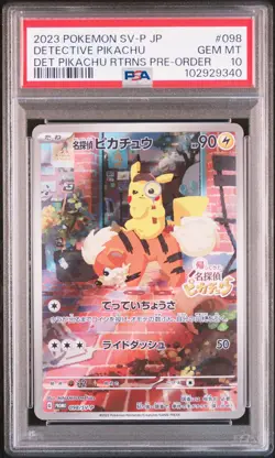 2023 POKEMON JAPANESE SV-P PROMO #098 DETECTIVE PIKACHU PSA 10 - Image 1
