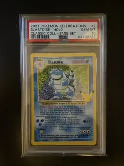 2021 Pokemon Celebrations 25th Ann Classic Base Set 2/102 BLASTOISE HOLO PSA 10 - Image 1