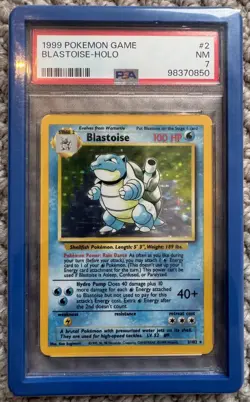 Pokemon TCG Blastoise Holo Card Base Set 2/102 PSA 7 - Image 1