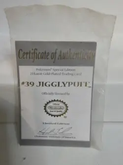 Jigglypuff 1999 Burger King 23k Gold Plated Card - Pokemon TCG w/Poke Ball & COA - Image 2