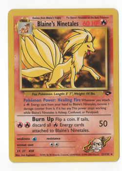 Blaine's Ninetales 21/132 Pokemon Card TCG Gym Challenge Rare MP - Image 1