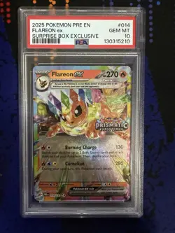 Flareon EX 014/131 PSA 10 Gem Mint Surprise Box Exclusive Promo Pokemon Card - Image 1