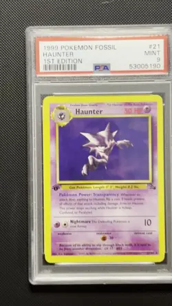 1999 Pokemon - Haunter 21/62 Fossil - Regular 1st Edition - Vintage Rare PSA 9 - Image 2