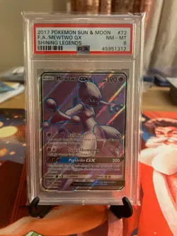PSA 8 NM-MT Mewtwo GX 72/73 Full Art Holo 2017 Pokemon Shining Legends - Image 1