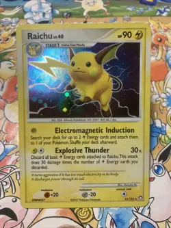 2007 Pokemon TCG Raichu Mysterious Treasures 15/123 Holo Holo Rare Swirl - Image 1