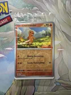 Pokemon TCG Charmander GameStop Exclusive Reverse Holo Promo Card 004/165 Sealed - Image 1